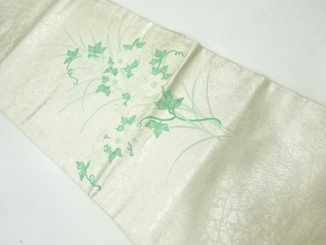JAPANESE KIMONO / VINTAGE NAGOYA OBI / EMBROIDERY / FLORAL PLANTS